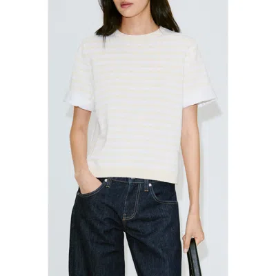 Mango Stripe Crewneck Sweater In Neutral
