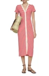 Mango Striped Jersey Dress Coral Red In Coral Red