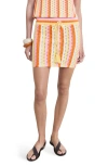 Mango Two-tone Striped Crochet Skirt Pink In Multi