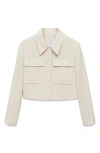 Mango Stripe Crop Jacket In Ecru