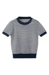 Mango Stripe Crop Sweater In Blue
