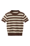 Mango Stripe Crop Sweater In Brown
