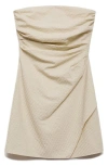 Mango Stripe Drape Strapless Minidress In Ecru