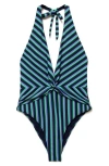 Mango Stripe Halter One-piece Swimsuit