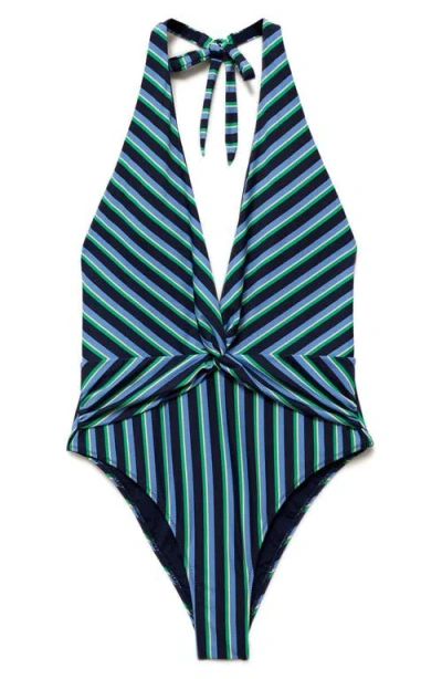 Mango Stripe Halter One-piece Swimsuit