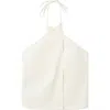 Mango Stripe Halter Top In White