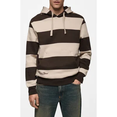 Mango Men's Striped Hooded Sweatshirt In Chocolate