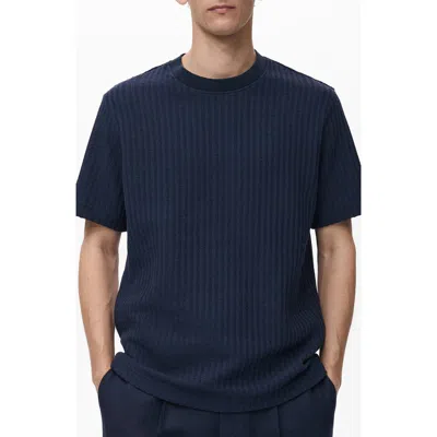 Mango Stripe Jersey T-shirt In Blue