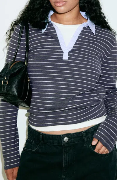 Mango Stripe Johnny Collar Polo Sweater In Multi