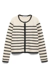 Mango Women's Striped Knitted Jacket In Ecru