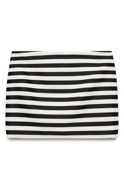 Mango Stripe Knit Miniskirt In Off White