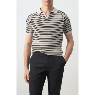 Mango Stripe Knit Polo In Multi