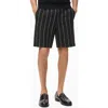 Mango Stripe Linen Bermuda Shorts In Black