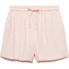 Mango Stripe Linen Blend Drawstring Shorts In Pastel Pink