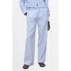Mango Stripe Linen Blend Pants In Blue