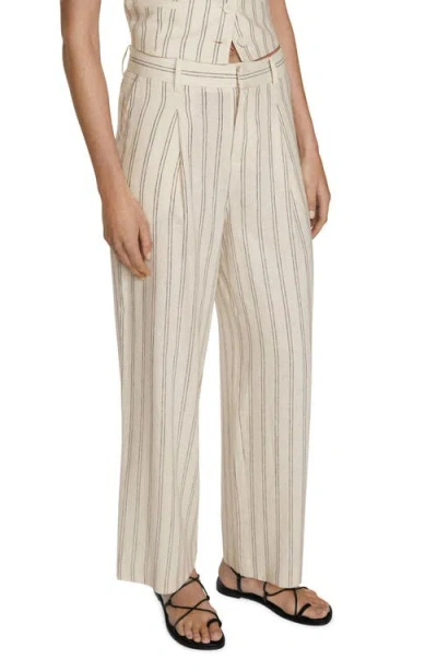 Mango Stripe Linen Blend Pants In Multi