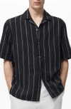 Mango Stripe Linen Camp Shirt In Multi