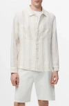 Mango Stripe Linen Overshirt In White