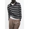 Mango Stripe Long Sleeve Polo In Blue