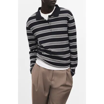 MANGO MANGO STRIPE LONG SLEEVE POLO