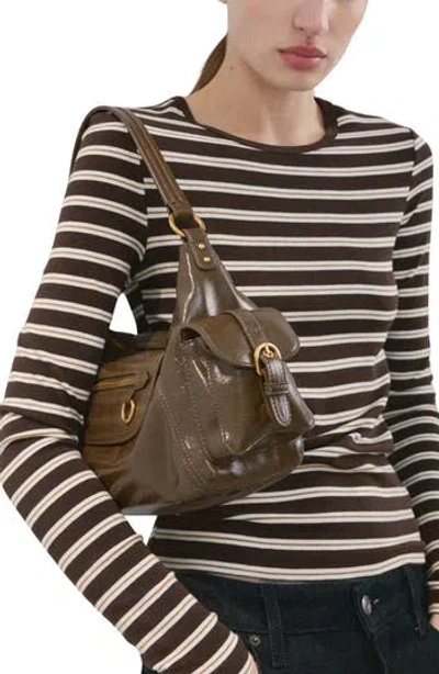 Mango Stripe Long Sleeve T-shirt In Brown