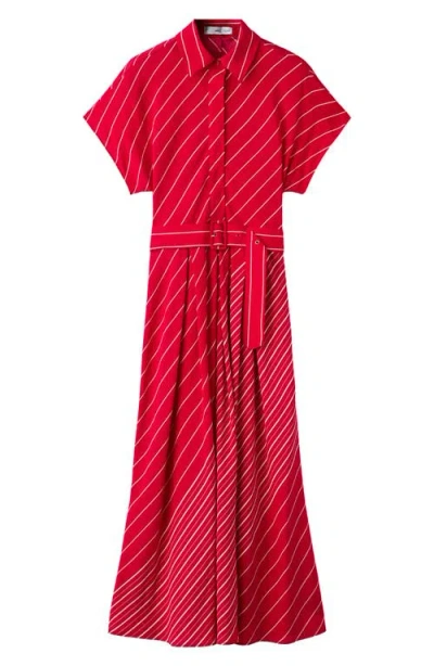 Mango Stripe Midi Dress In Red