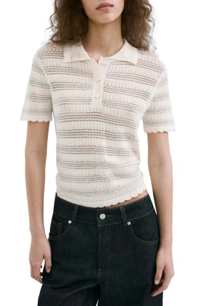 Mango Stripe Open Stitch Cardigan In Multi