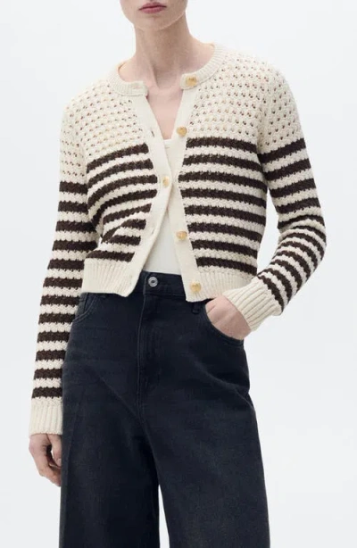 Mango Stripe Openwork Cardigan
