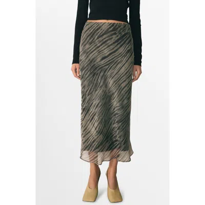 Mango Stripe Organza Skirt In Green