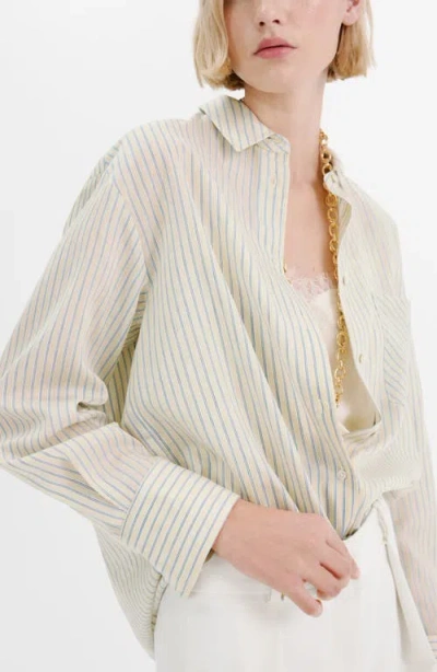 Mango Stripe Oversize Button-up Shirt In Multi