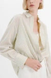 Mango Stripe Oversize Button-up Shirt In Yellow