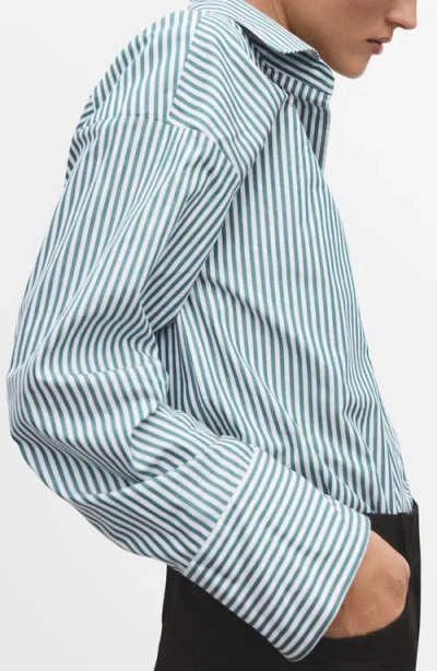 Mango Stripe Oversize Organic Cotton Button-up Shirt In Multi