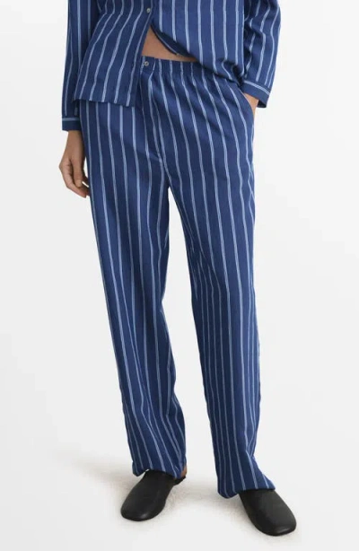 Mango Stripe Pajama Pants In Blue