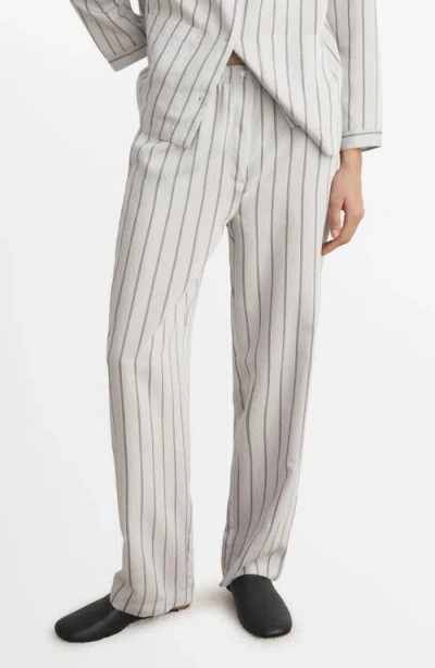 Mango Stripe Pajama Pants In White