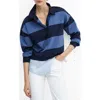 Mango Stripe Polo In Navy
