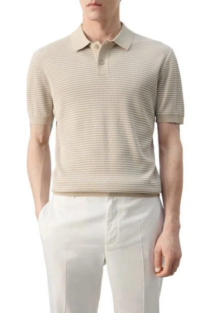 Mango Stripe Polo In Neutral