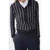Mango Stripe Polo Sweater In Blue