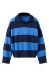 Mango Pull-over Rayures Col Polo In Blue