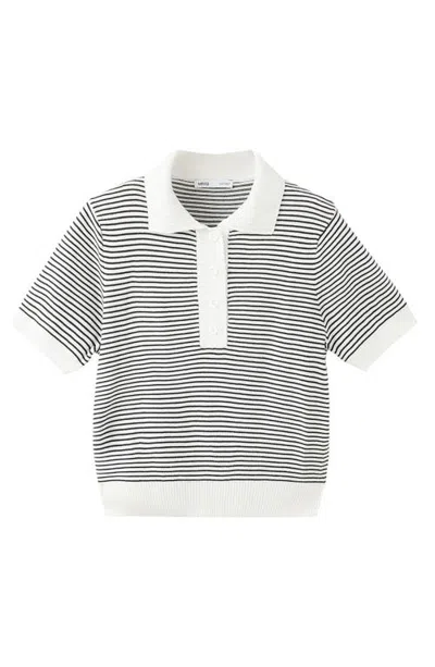 Mango Stripe Polo Sweater In Black