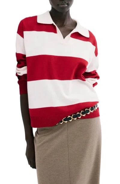 Mango Stripe Polo Sweater In Multi