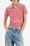 Mango Pull-over Maille Col Polo In Red