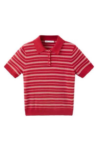 Mango Stripe Polo Sweater In Red