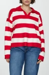 Mango Pull-over Rayures Col Polo In Red
