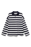 Mango Striped Polo Neck Sweatshirt Dark Navy In Blue