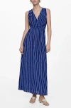 MANGO MANGO STRIPE PRINT SLEEVELESS MAXI DRESS