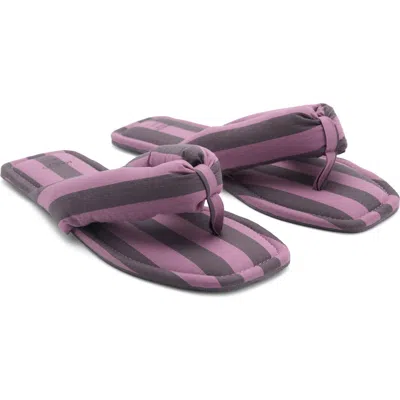 Mango Stripe Puffer Flip Flop In Plum