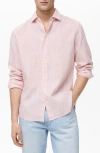 Mango Stripe Regular Fit Button-up Shirt In Light Pink