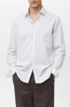 Mango Stripe Regular Fit Button-up Shirt In Red