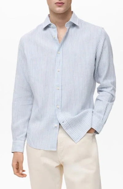 Mango Stripe Regular Fit Button-up Shirt In Sky Blue