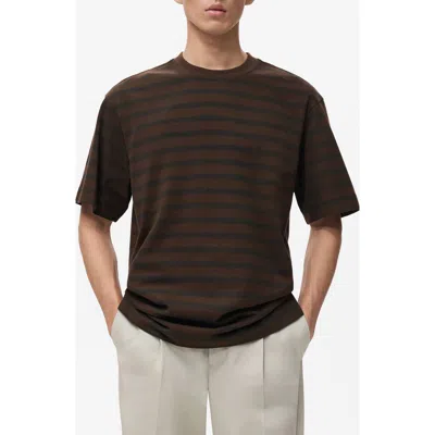 Mango Stripe Relaxed Fit Cotton Crewneck Shirt In Multi
